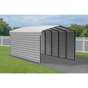 12 ft. W x 24 ft. D x 9 ft. H Eggshell Galvanized Steel Carport with 2-sided Enclosure