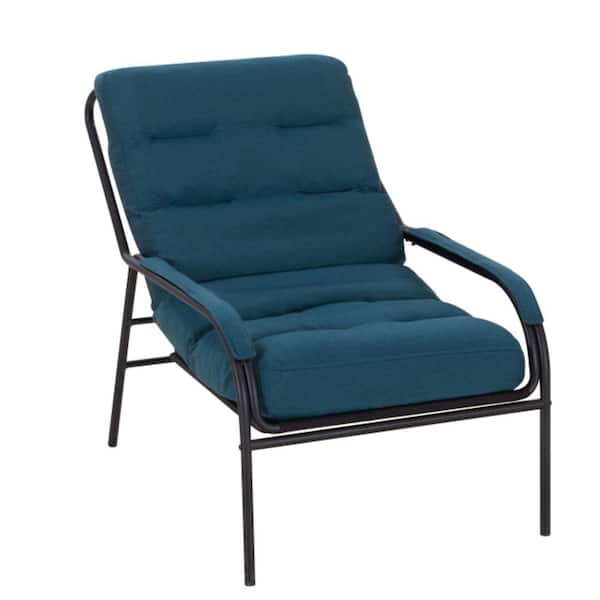 Unbranded Metal Outdoor Recliner Chair with Moveable Turquoise Cushion