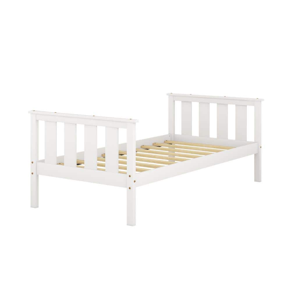 URTR Modern Simple White Wood Frame Twin Platform Bed Wooden Bed Frame ...