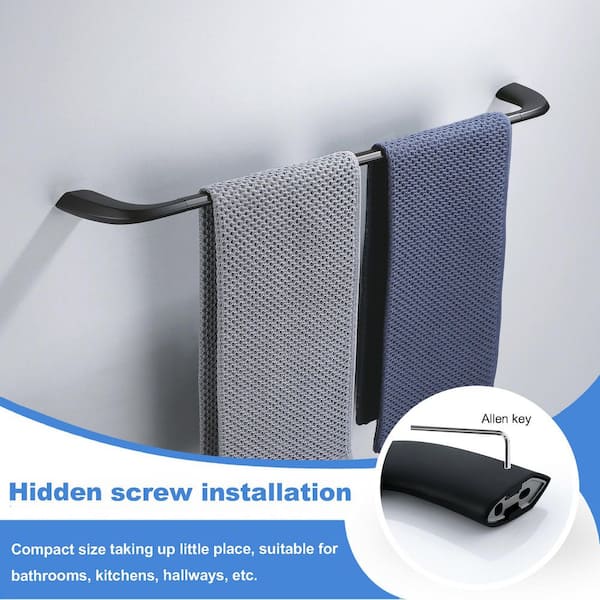 Bathroom 24 in. Wall Mounted Towel Bar Spot Resist Towel Holder in Matte Black
