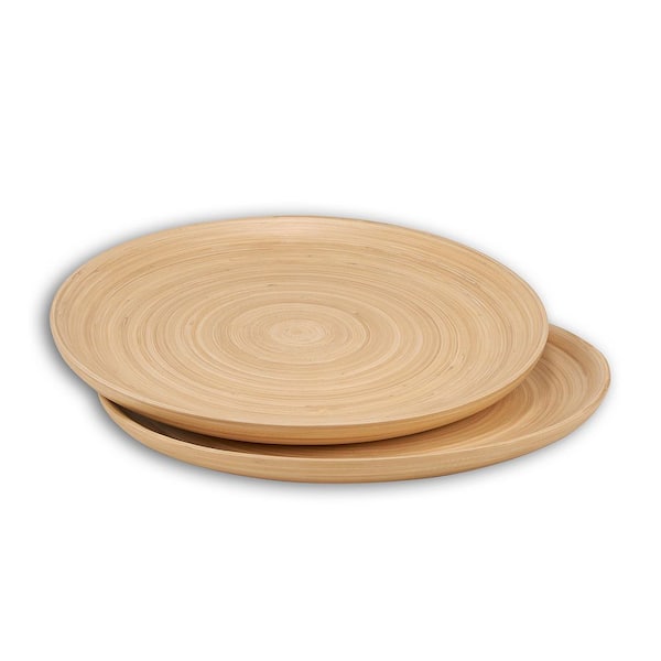 Lexa 11.81 in. W x 0.98 in. H x 11.81 in. D Natural Bamboo Serving Tray (Set of 2)