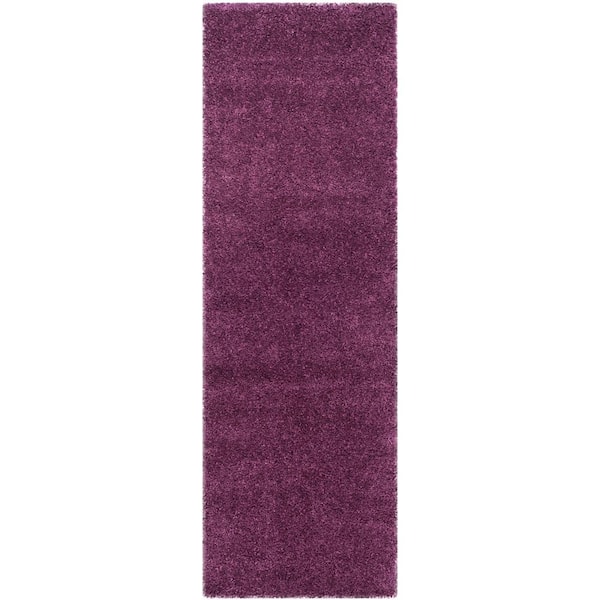 California Shag Purple 2 ft. x 5 ft. Solid Runner Rug