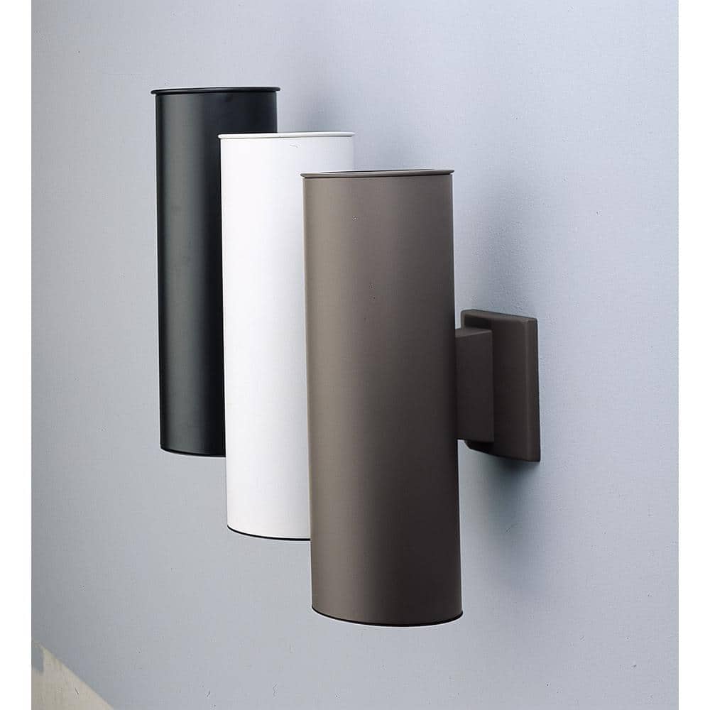 White Aluminum Cylinder Outdoor Wall Lantern Sconce