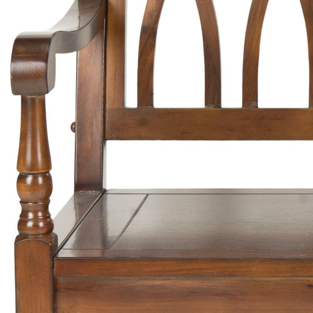 Benjamin Dark Teak Pine Wood Gothic Bench