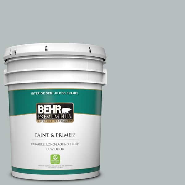 BEHR PREMIUM PLUS 5 gal. #720E-3 Rocky Mountain Sky Semi-Gloss Enamel Low Odor Interior Paint & Primer