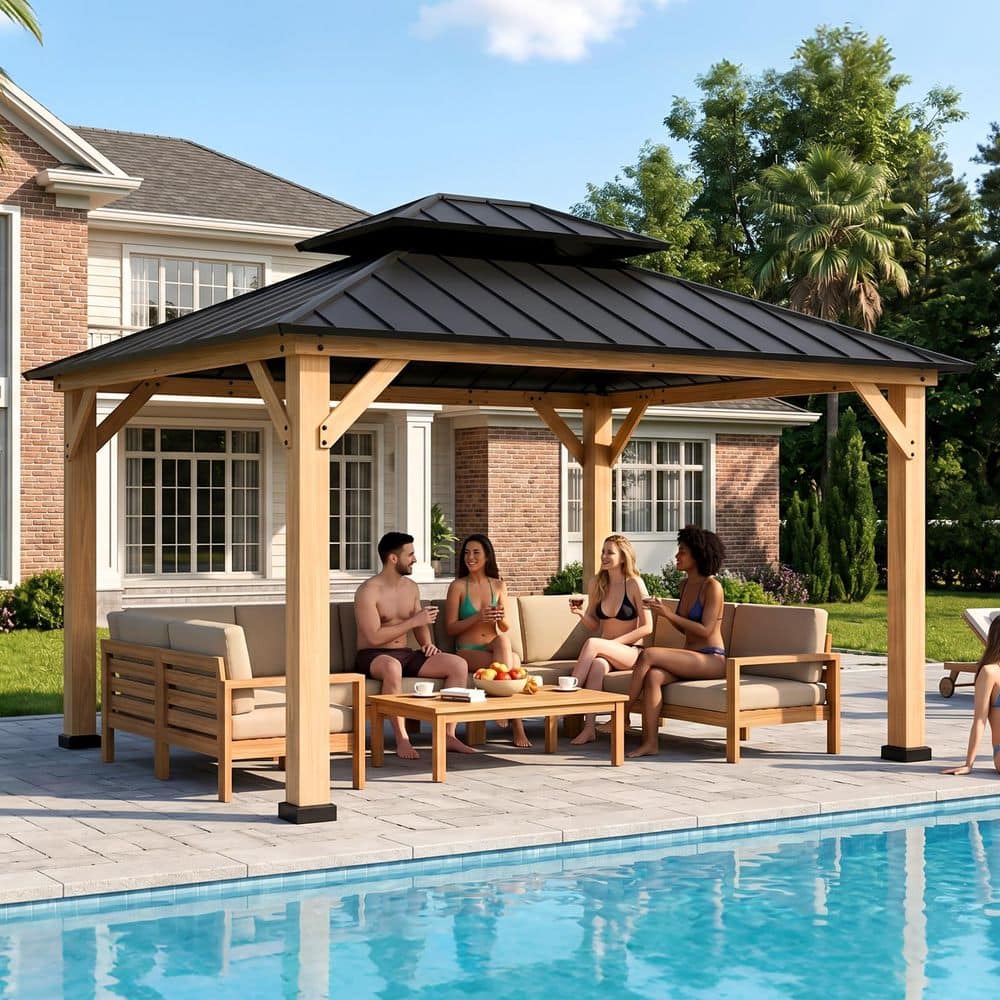 スターロード クイル　コスベイビー　ファンコ COOS BAY 13 ft. x 11 ft. Outdoor Patio Hardtop Gazebo, Cedar Wood