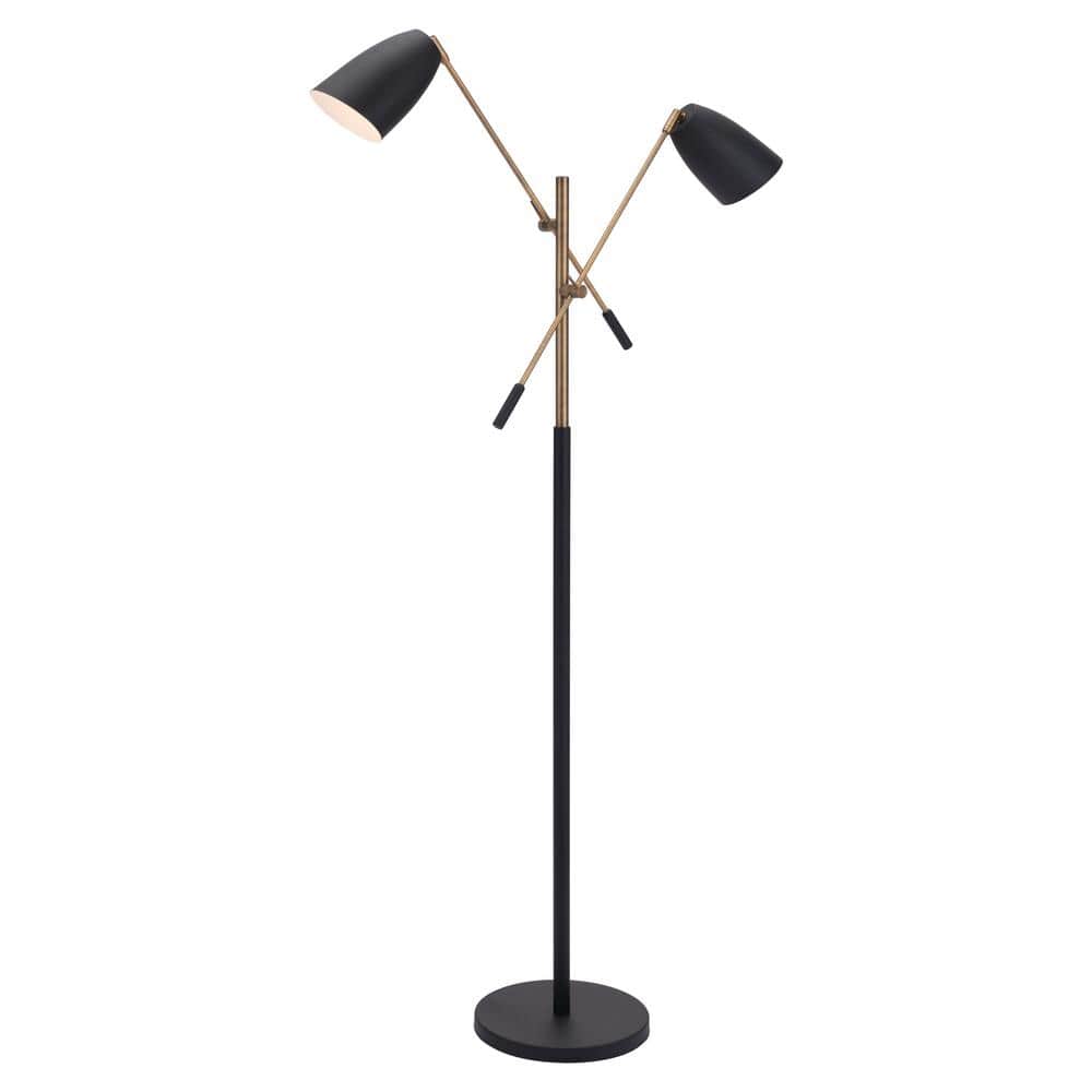 HomeRoots 70.9 in. Black and Gold and Gold Adjustable Standard Floor ...