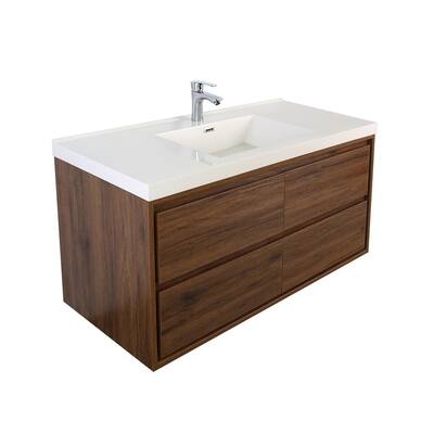 Sage 59 in. W Bath Vanity in Rosewood with Reinforced Acrylic Vanity Top in White with White Basin