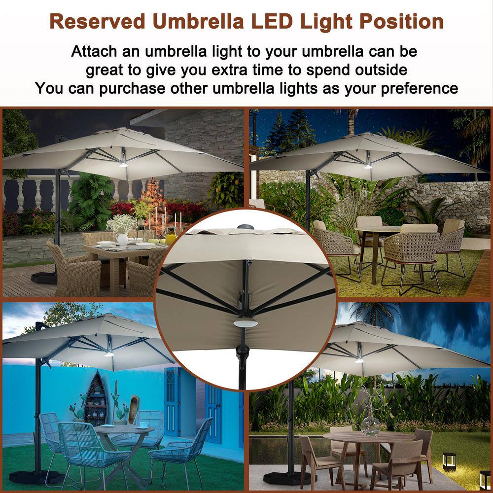 Navy Blue Aluminum Cantilever Patio Umbrella with Lights