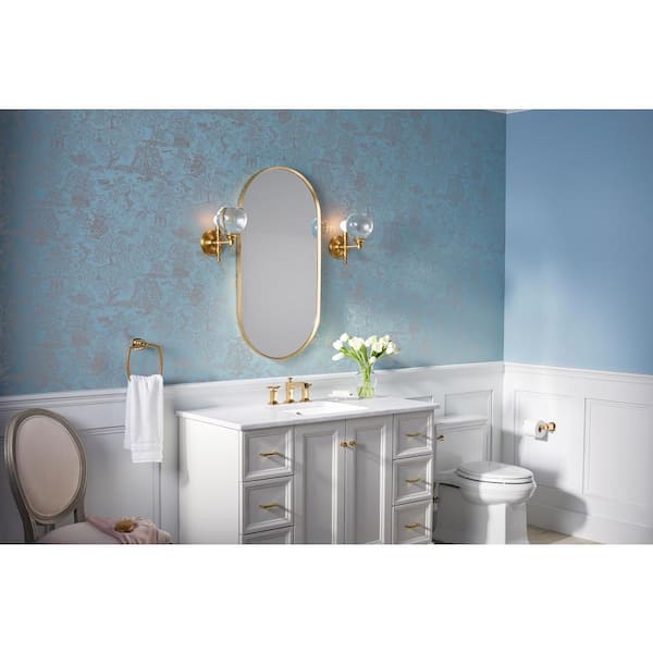 KOHLER Essential 20. in. W x 40 in. H Framed Oval Wall Mount Vanity Mirror in Modern Brushed Gold