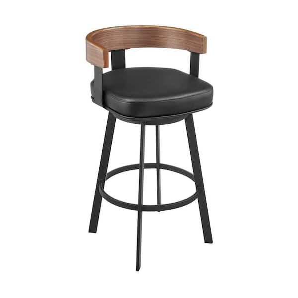 Armen Living Idris 26 in. Vintage Black Metal Counter Stool with Faux Leather Seat