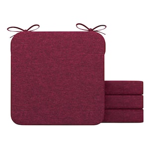 16 in. x 16 in. Indoor Round Square Corner Removable Non-slip Chair Cushion in Wine Red (4-Pack)