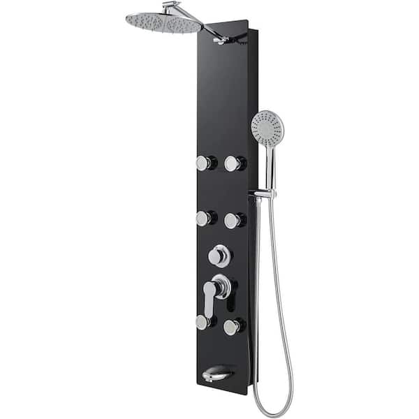 Unbranded Roxy 8.6 in. W 3 Jet Shower Tower in Black-Chrome 16GS-36258