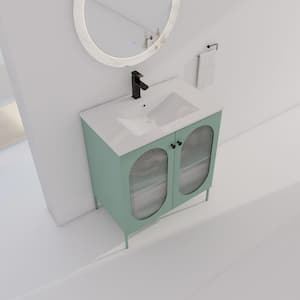 Anky 30 in. W x 18.3 in. D x 34.25 in. H Single Sink Bath Vanity in Mint Green with White Ceramic Top