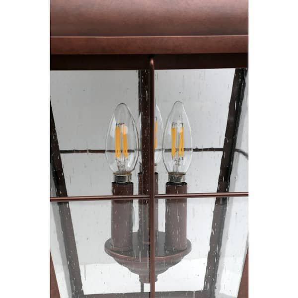 Hampton Bay Brown Small Wood Lantern with Metal Top DC14-11768