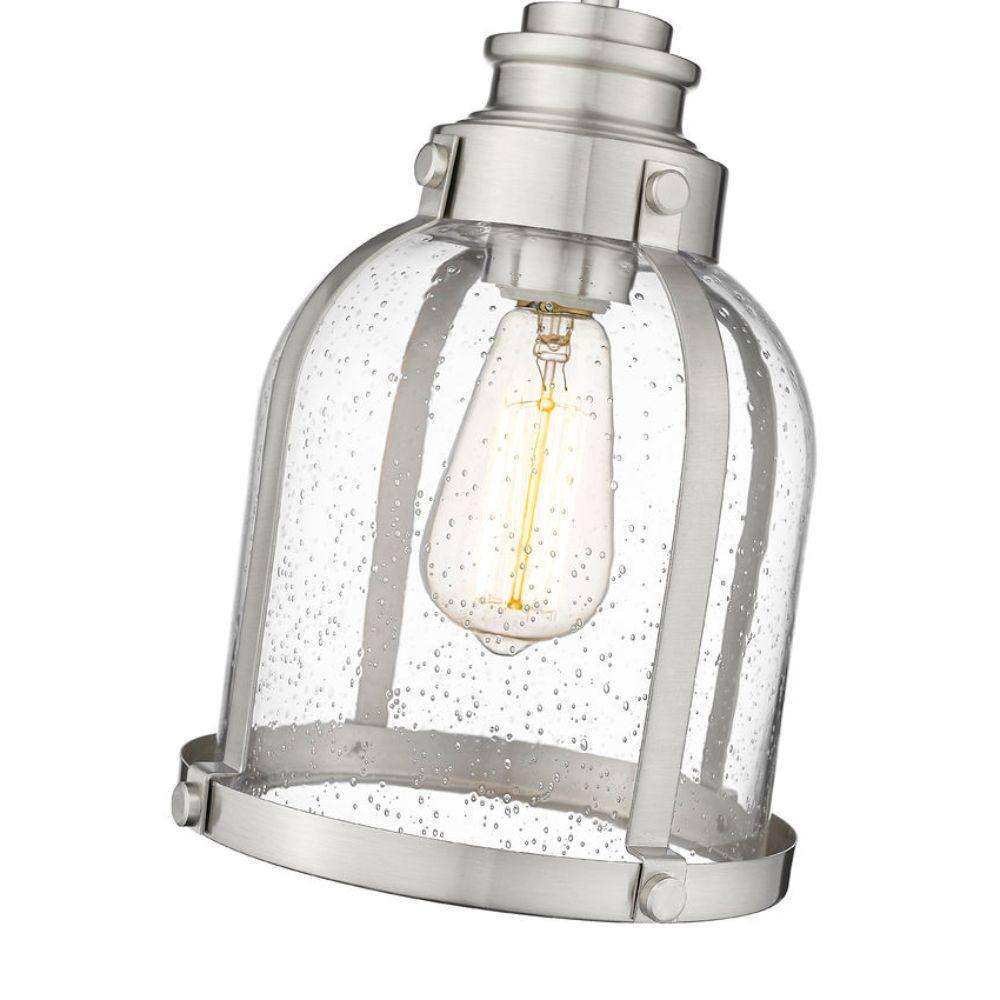 Burren Brushed Nickel Mini Pendant with Seedy Glass Shade