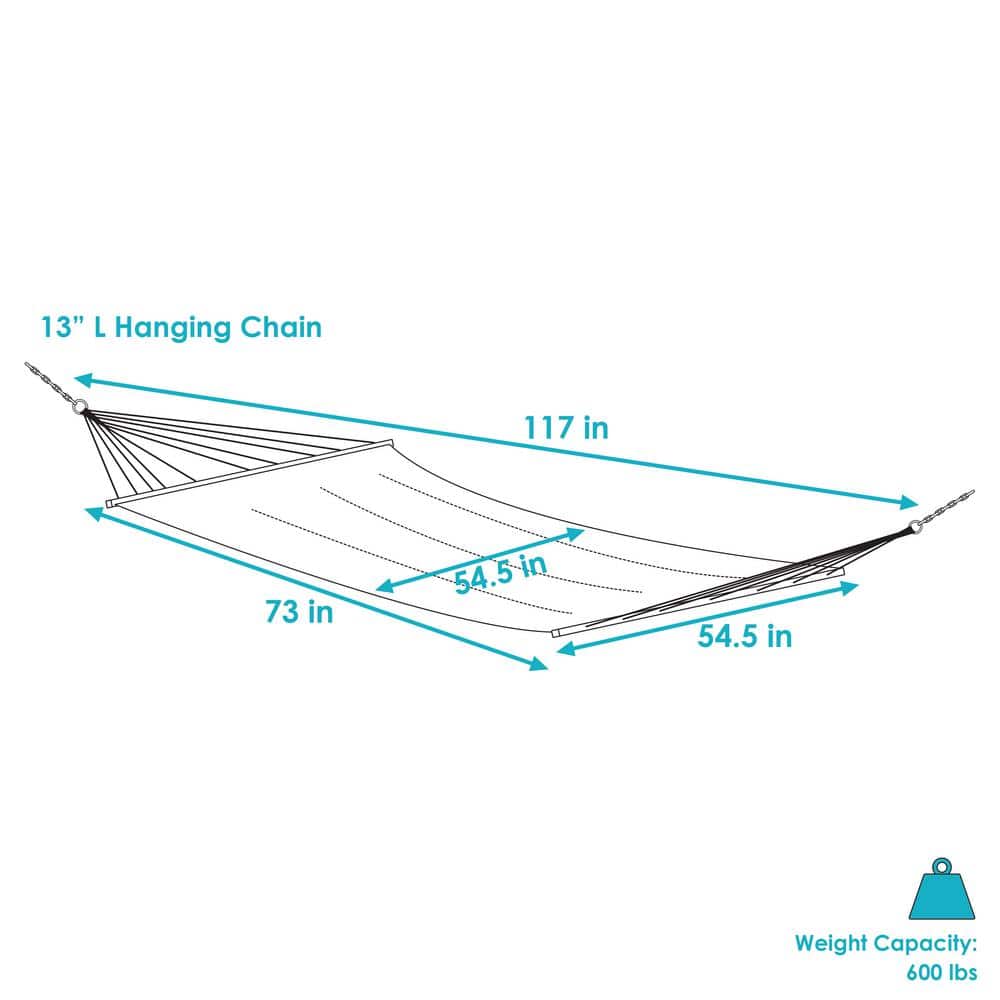 Beige Woven Polyester Hammock with Wooden Spreader Bars