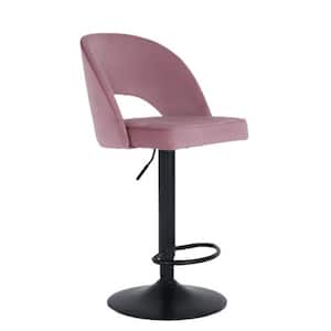 44.89 in. H Pink High Metal Frame Adjustable Cushioned Bar Stool with Cutout Fabric back