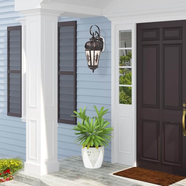 Berkshire 9.5 in. 1-Light Bronze Outdoor Wall Lantern Sconce