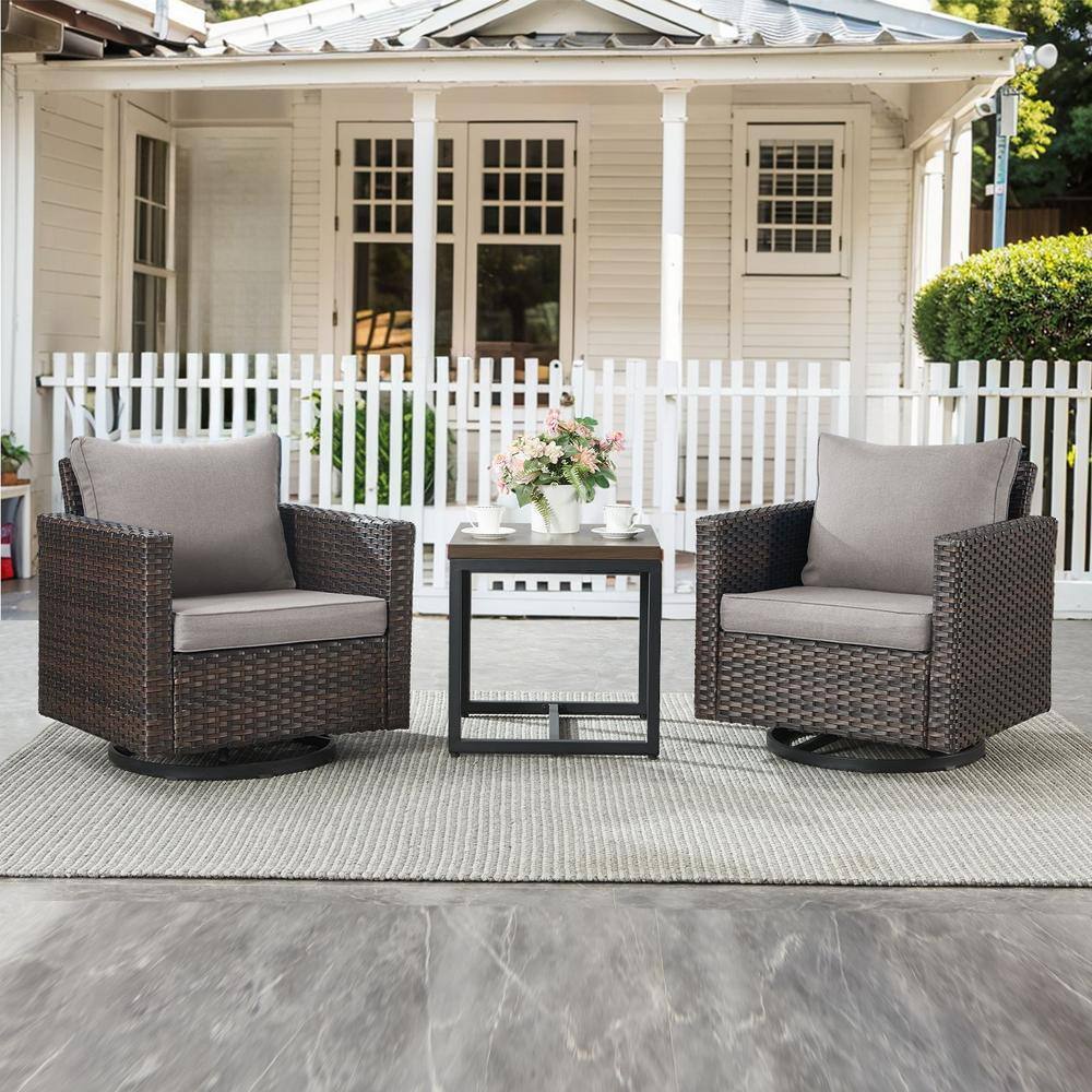 Valenta Brown 3-Piece Wicker Patio Conversation Set with Gray Cushions price history on PriceWatchPro