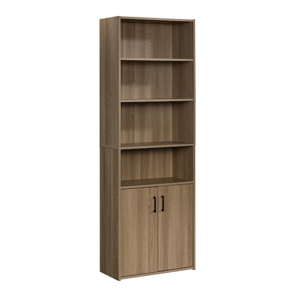 SAUDER Beginnings 71 in. Summer Oak Engineered Wood 5-Shelf Bookcase with Doors