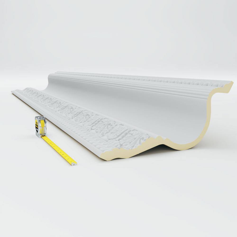 94.5" White Polyurethane Egg and Dart Acanthus Crown Moulding