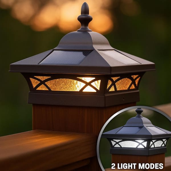 Coventry Black Integrated LED 5 x 5 Solar Deck Post Cap Light