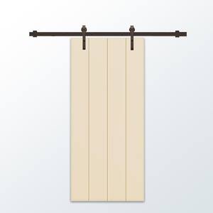 42 in. x 96 in. Beige Stained Composite MDF Paneled Interior Sliding Barn Door with Hardware Kit