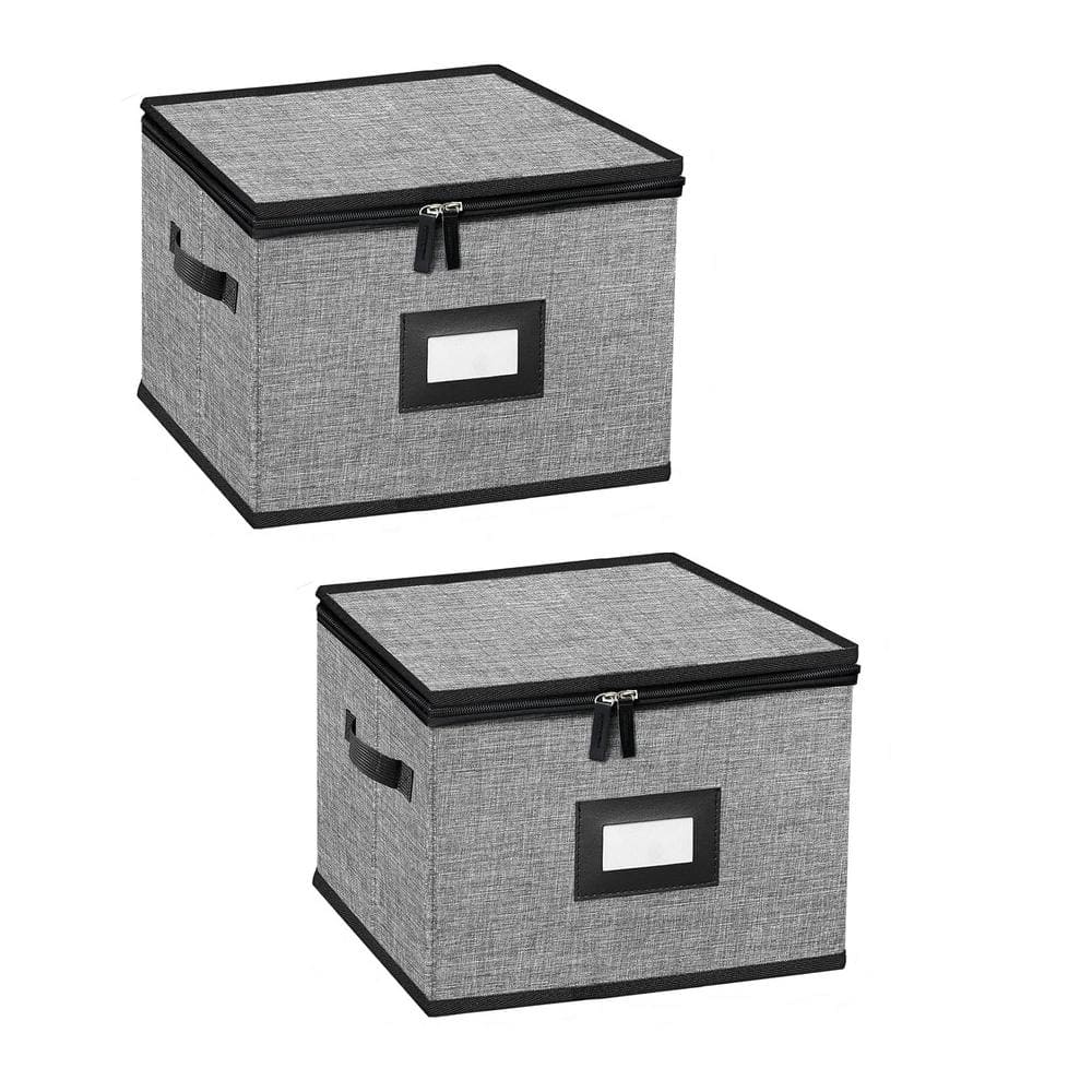 Dark Grey China Storage Containers-Quilted Dish Storage Containers