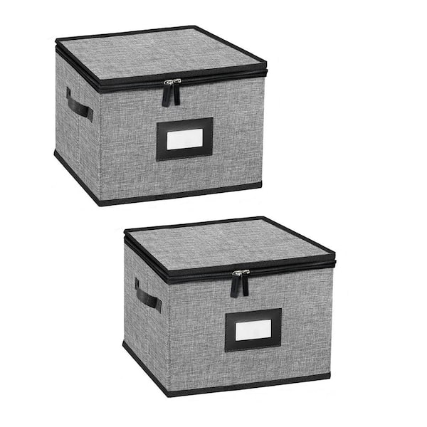 Cubilan Dark Grey China Storage Containers-Quilted Dish Storage Containers