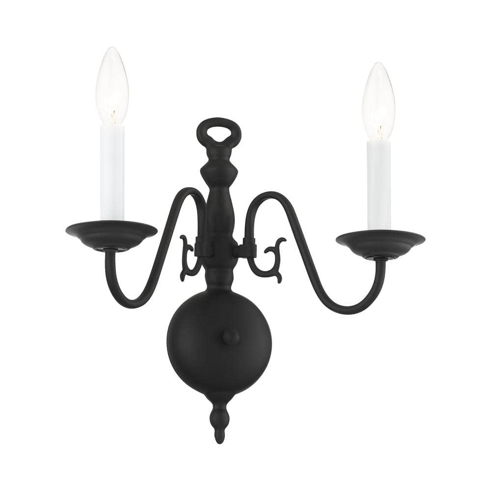 Williamsburgh Black Steel 2-Light Colonial Wall Sconce