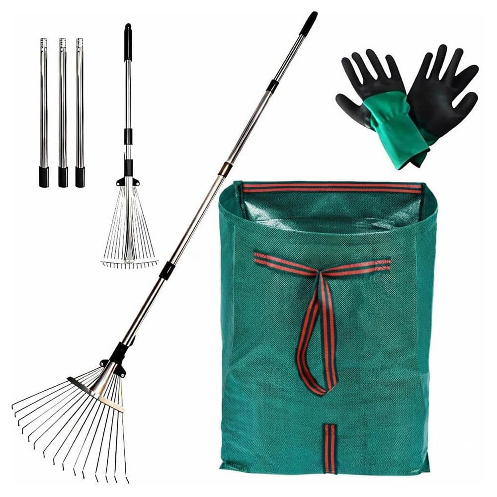 Metal Hops Rake Misopily 33-68 in. Metal Handle Heavy Duty Adjustable Rake Metal Tine ...