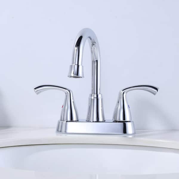 2-Handles 3-Holes Deck Mount Widespread Bathroom Faucet with Drain Assembly in Polished Chrome