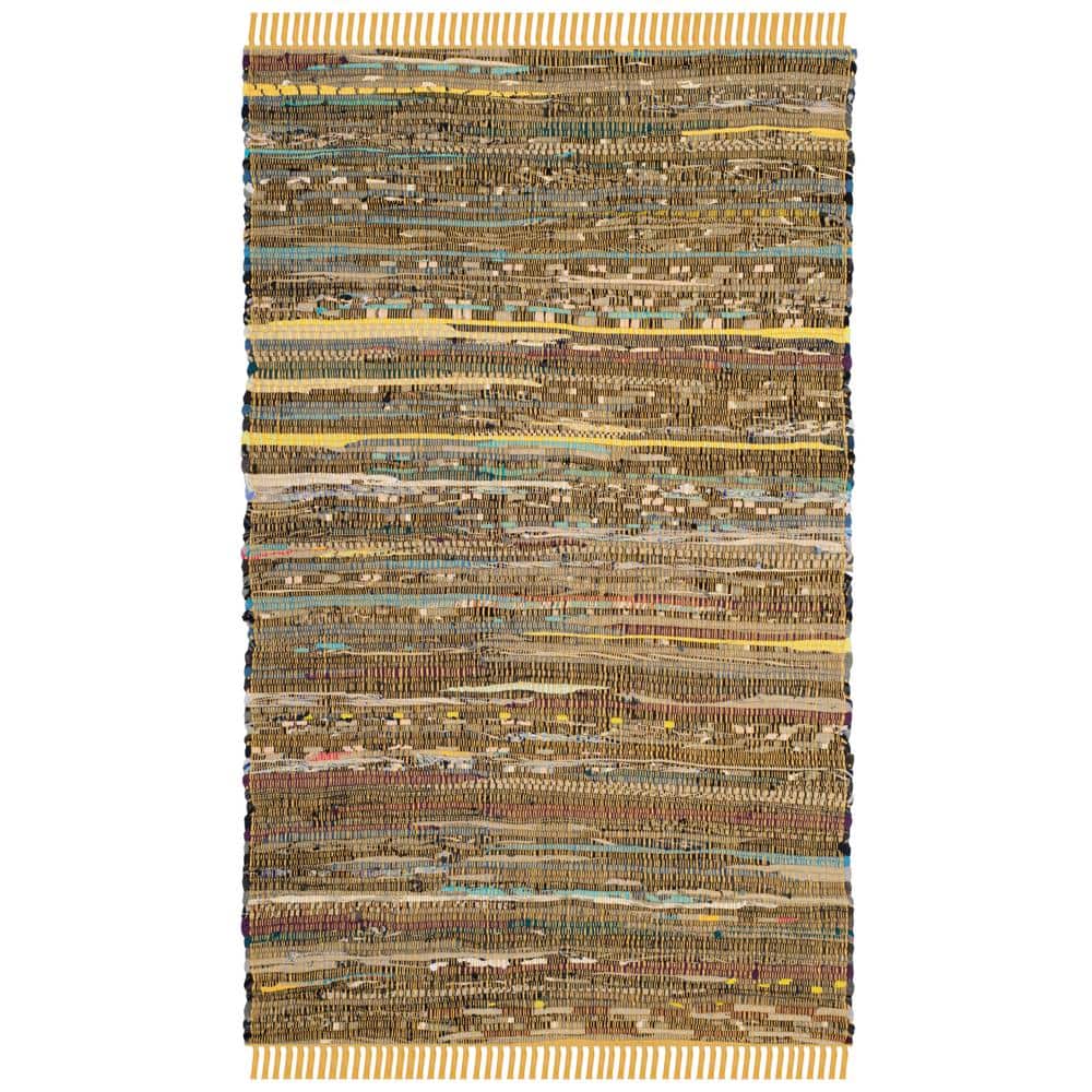 Handwoven Boho Chic Stripe Rug - 2' x 3', Yellow & Multi, Wool-Cotton Blend