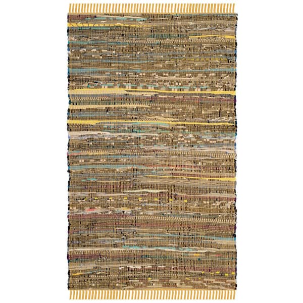 SAFAVIEH Rag Rug Yellow/Multi Doormat 2 ft. x 3 ft. Striped Speckled Area Rug