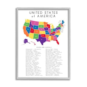 USA State Abbreviations and Capital Playful Tones By Anna Quach Framed Print Abstract Texturized Art 24 in. x 30 in.