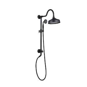 Single Handle 2-Spray Shower Faucet 1.8 GPM with Adjustable Heads and 8.2 in. Rotating Shower Head in Matte Black