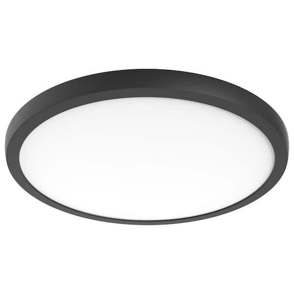 SATCO Blink Pro Plus 19 in. 34-Watt Black Color Selectable Integrated LED Flush Mount Surface Light 2500-2640 lumens