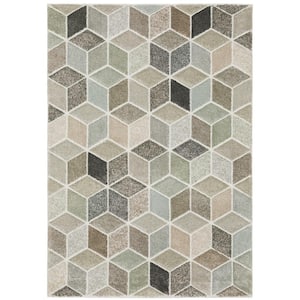Chateau Ivory/Multi-Colored 8 ft. x 11 ft. Modern Geometric Polypropylene Indoor Area Rug