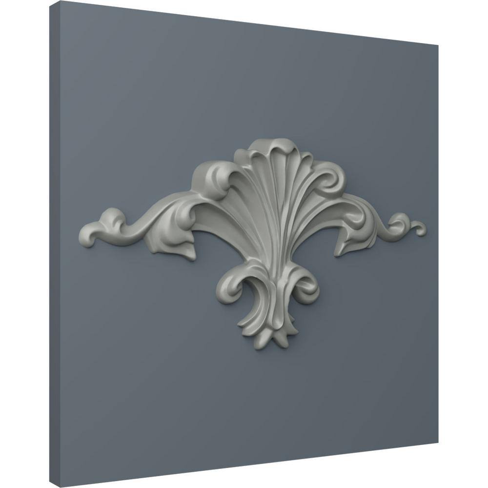 White Primed Polyurethane Scroll Onlay 7 1/8"W x 3 3/4"H