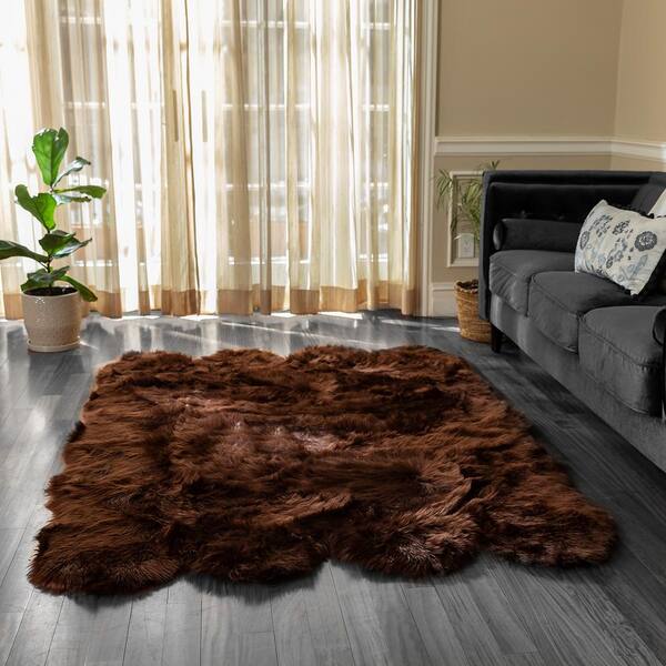 Walk on Me Gray 6 ft. x 9 ft. Faux Fur Luxuriously Soft and Eco Friendly Area Rug