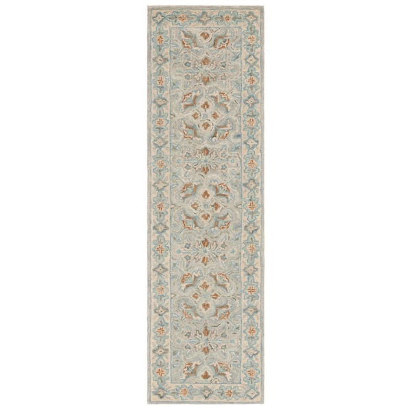 Heritage 2 ft. x 7 ft. Green/Ivory Traditional Floral Runner Rug