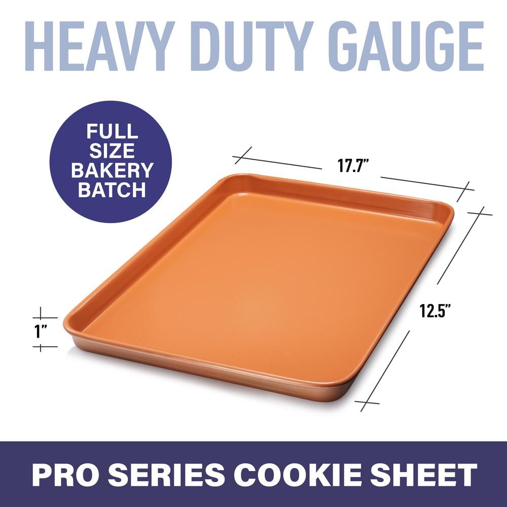 Copper Nonstick Aluminum Cookie Sheet with Ceramic Coating