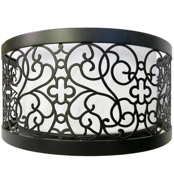 SATCO:Satco 3-Light Bronze Flush Mount with Interior Off-White Linen Shade