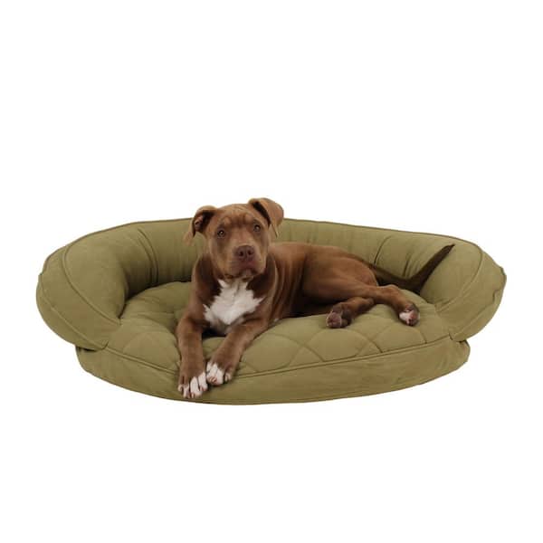 Carolina Pet Company Medium Sage Microfiber Quilted Bolster Bed with Moister Protection