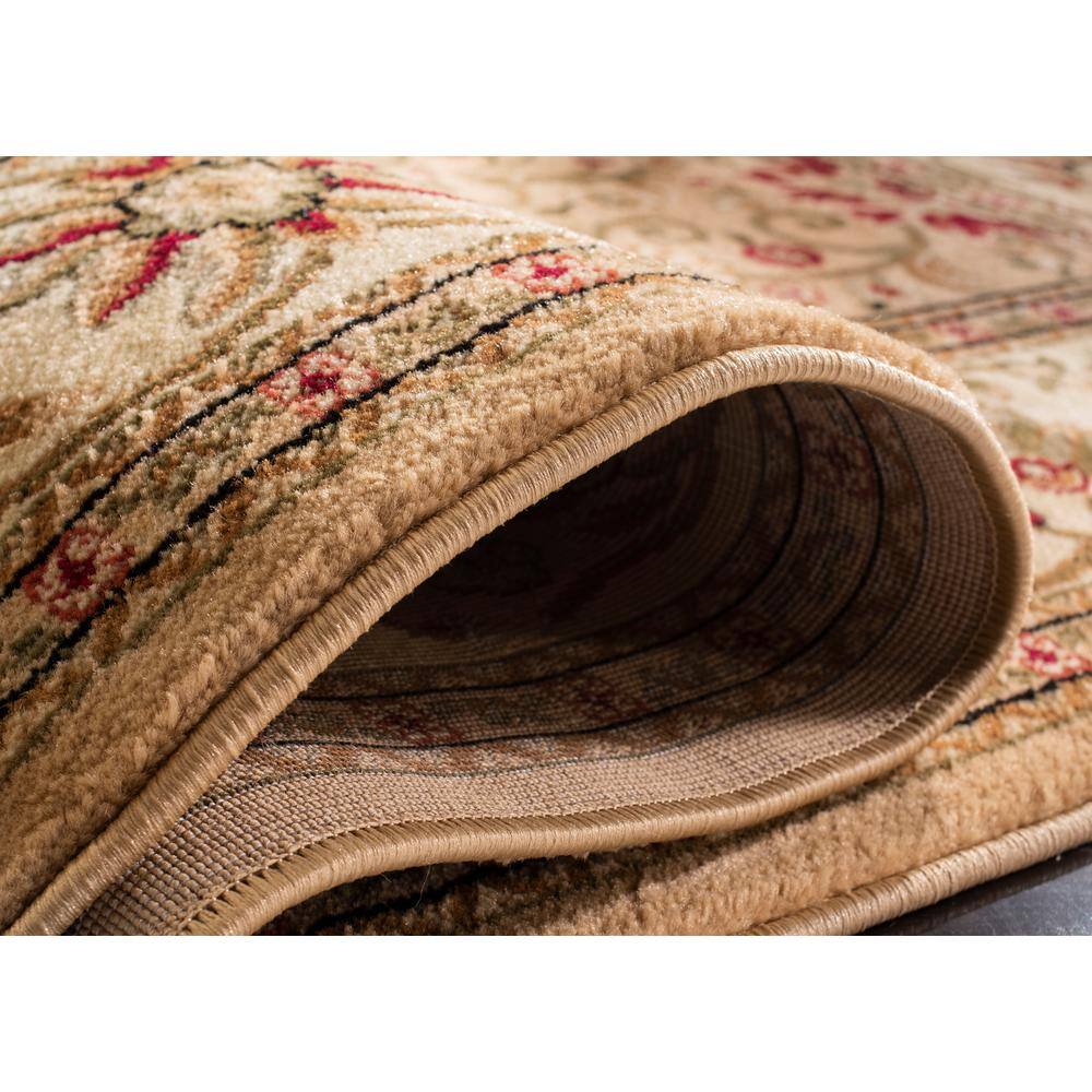 Handmade Ivory Floral Rectangular Synthetic Area Rug