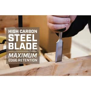Wood Chisel, 1/4 in. Blade, High-Carbon Steel Blade, Shock-Absorbing Grip