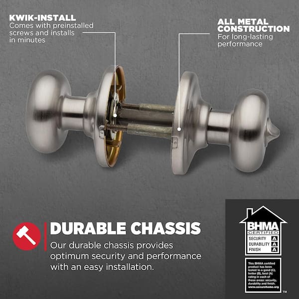 Kwikset Juno Satin Nickel Privacy Bed/Bath Door Knob with Microban