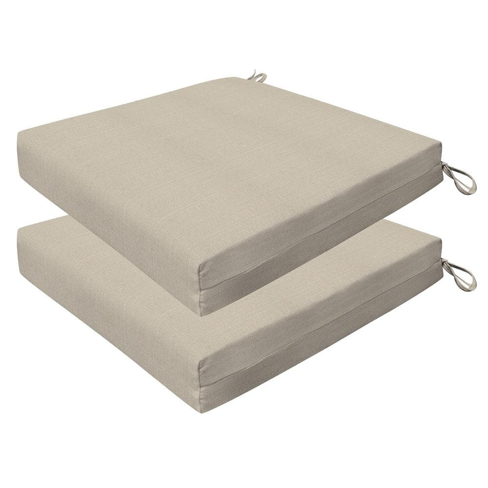 Outdoor 20 in. Square Dining Seat Cushion Sunbrella Linen Antique Beige (Se