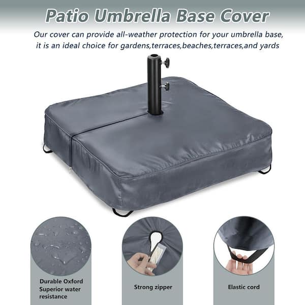 cantilever patio umbrella base cover OGETFUUR 42 in. L x 42 in. W x 5 in. H Patio Umbrella Base Cover, 600D Waterproof Anti-UV Square Umbrella Stand Base Covers